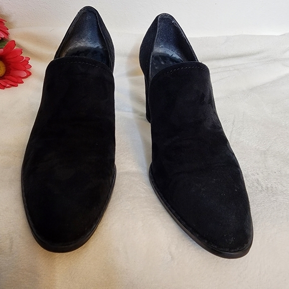 Stuart Weitzman Black Suede Leather Slip On Heels Traction Luxury Designer - Picture 3 of 14